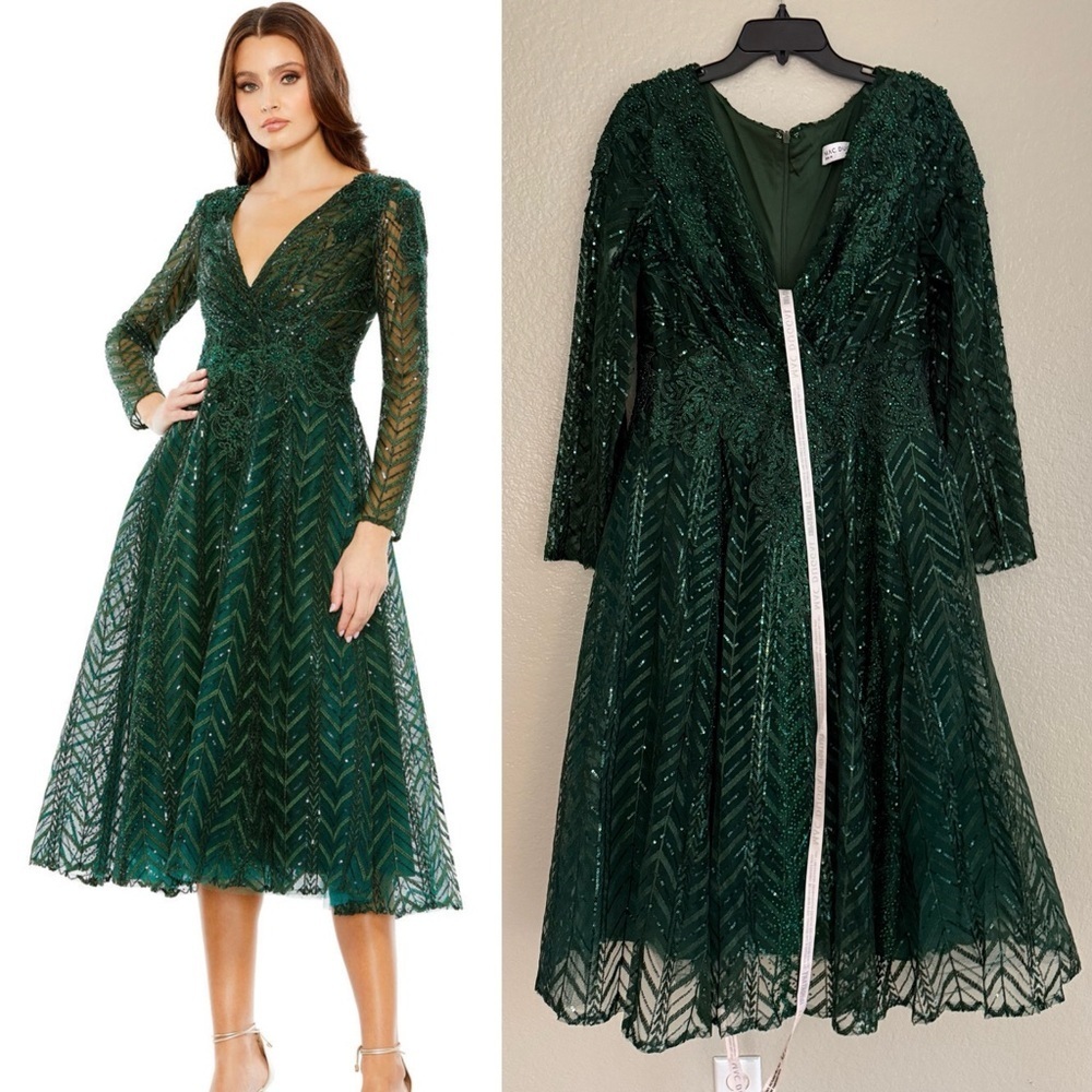 Mac Duggal 20399 Long Sleeve Geometric Lace Dress